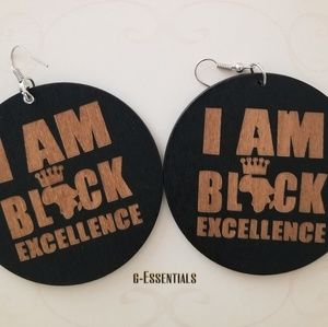Round Wooden Black Earrings